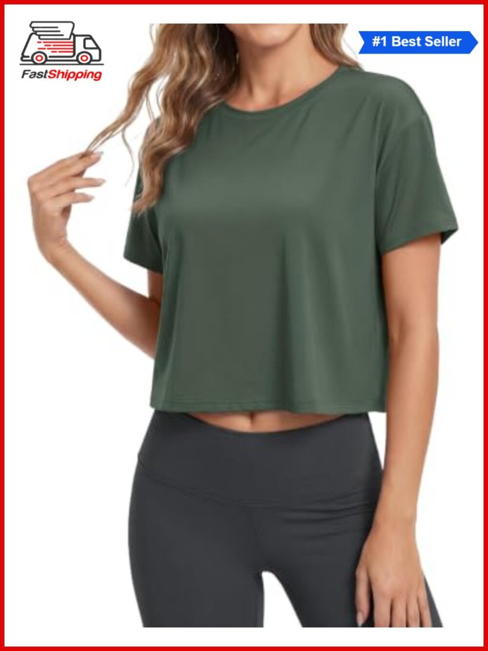 ✨ MAGCOMSEN Women's Cotton Blend Crop Top Workout Crew Neck Short Sleeve